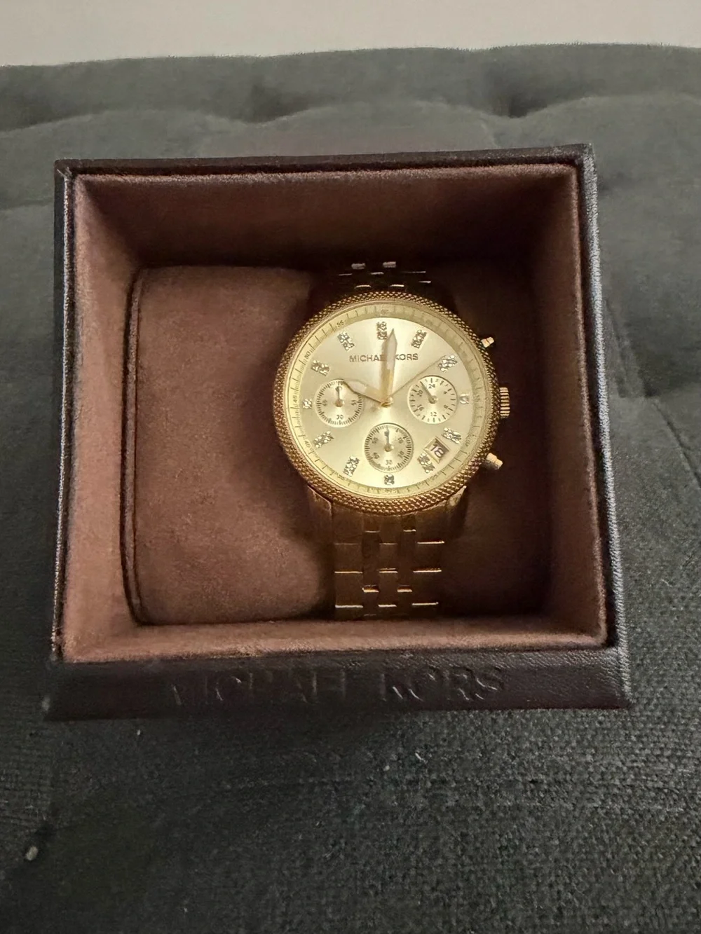 Michael Kors Gold-tone Bracelet Chronograph Watch with Crystal Markers - Picture 3 of 4